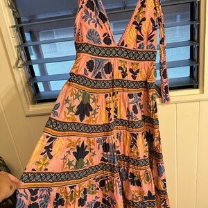 Floral Pink and Blue Maxi Dress